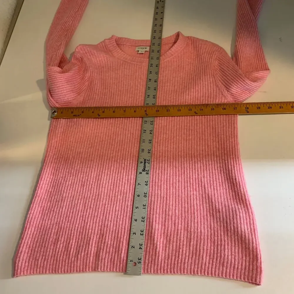 J Crew Sweater Womens L Large Bubble Gum Ribbed Crewneck Wool Blend Pullover